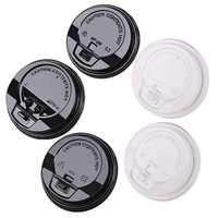 Couvercle jetable en plastique PP de 90 mm pour café, noir et blanc, avec trou pour paille, pour boissons chaudes