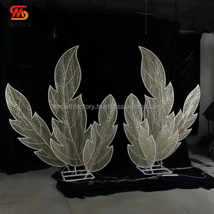 LEDA Party Events Decoration <b>Props</b> Warm Light Glowing Backdrop LED Metal Leaves Background Stand for <b>Wedding</b> - Product Image 2