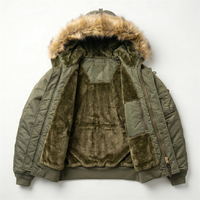 Chaqueta Bomber TOPSHOW Personalizada con Cierre, de Algodón y Nailon, Estilo Vintage, con Forro de Piel Sintética, para Aviador, Piloto, Invierno, para Hombre