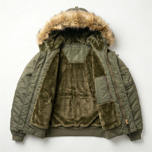 Chaqueta Bomber TOPSHOW Personalizada con Cierre, de Algodón y Nailon, Estilo Vintage, con Forro de Piel Sintética, para Aviador, Piloto, Invierno, para Hombre - Product Image 2