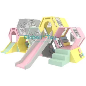 Neues und hochwertiges Pastellfarenspiel Indoor- und Outdoor-Honigwabe-Stufen-Rutsche-Kombinationsset
