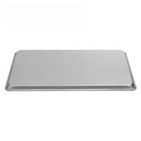 Plateau de service rectangulaire profond à base plate en acier inoxydable 304 épais pour buffet, supermarché, charcuterie, vente en gros