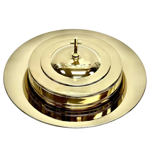 Service vaiselle de Communion, assiette à pain en acier inoxydable doré - Product Image 4