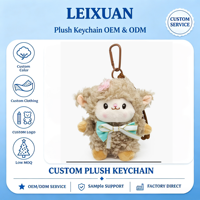 Porte-clés mignon en peluche de mouton bouclé avec décor floral, pendentif doux en forme de mouton en peluche, marron, avec mousqueton et cordon, pour sac à dos, décoration, cadeau