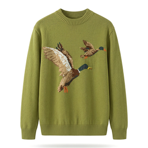 Suéter Jacquard con Estampado Animal Estilo Preppy <span class=keywords><strong>Vintage</strong></span> para Hombre, Tejido Grueso 7GG, Jersey Retro con Patrón Animal, Mezcla de Lana, Invierno - Product Image 1