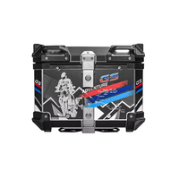 Boîte arrière universelle robuste en acier inoxydable noir pour moto, 45 litres, avec serrure