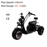 Scooter électrique à 3 roues CityCoco 2000W pour adultes, technologie NFC, autonomie de 50-60 km, vitesse de 30-50 km/h, batterie au lithium, pneus larges