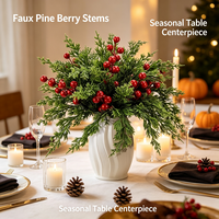 Bouquet de cyprès artificiel de Noël et d'Halloween avec baies rouges, centre de table intérieur très populaire, décoration en gros