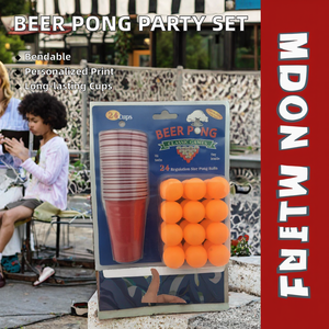 LANDER LDN04 Vasos y Pelotas de Plástico Flexibles para Beer Pong con Impresión Personalizada para Fiestas al Aire Libre, Deportes y Entretenimiento - Product Image 2