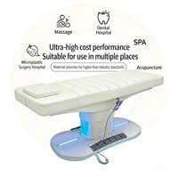 Table de massage de luxe dorée pour salon de beauté, lit de beauté blanc électrique incurvé pour soins du visage et cils avec 3 moteurs