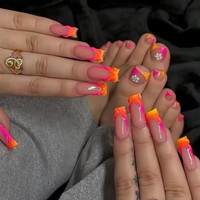 Juego de Uñas Acrílicas con Diseño de Diamantes de Imitación, Lujosas y Largas, para Manos y Pies, Ideales para Fiestas
