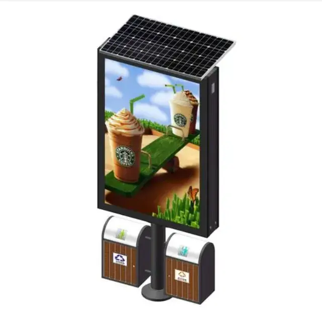 Gran oferta 2023, buena muestra de fábrica, Solar cubo de basura, tablero publicitario, perfil de aluminio, caja de luz, Panel de vidrio templado, tablero LED