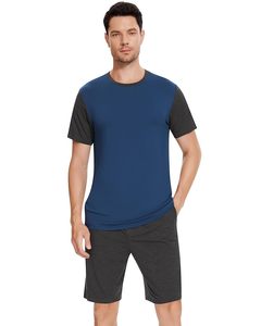 <b>Men's</b> Bamboo Fiber Sleepwear <b>Set</b> Solid Color Casual Loungewear Soft Comfortable Home Wear In-Stock Ready to Ship - Product Image 2