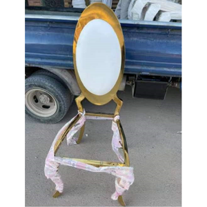 Chaise King de luxe pour hôtel Chaise Queen Chaise trône de mariage blanc avec garniture dorée pour les mariés - Product Image 5