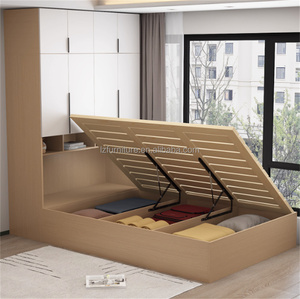 Economical Compact Space-Saving Bedroom Furniture Set Durable Solid Wood Tatami <b>Storage</b> Bed Desk & Wardrobe for Dorm & Apartment - Product Image 3