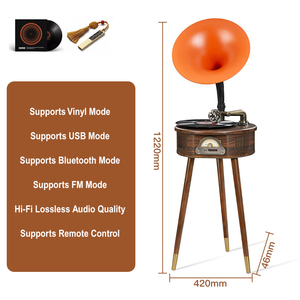 Tocadiscos Retro de Madera con Sonido HiFi, Bluetooth, USB, Radio FM y Control Remoto, Gramófono Vintage para Sala de Estar - Product Image 1