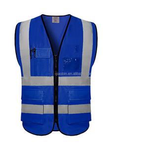 男士蓝色安全背心 高能见度 ANSI 2 级防水反光背心 带定制徽标 适用于工作场所施工 - Product Image 1