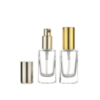 Flacon carré en verre transparent vide avec pompe pulvérisatrice pour cosmétiques, emballage de maquillage rechargeable