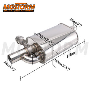 Kit de silencieux Valvetronic pour voiture avec pompe à vide, corps rectangulaire 9,5x6 pouces, entrée 3 pouces, sortie à deux tubes 1,77+3 pouces avec interrupteur de valve - Product Image 4