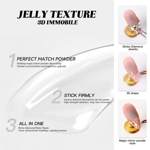 JTING Gel de modelage transparent non collant pour DIY, effet 3D, poudre de chrome caoutchoutée 15g, gel de modelage en gelée pour strass, vernis à ongles - Product Image 4