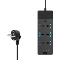 Bande d'alimentation d'extension de 6 pieds 6 prises 4 Ports USB bureau à domicile prise britannique plate 2M cordon de prise pour téléphone tablette charge 13A nominale