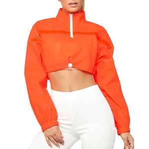 Wholesale <strong>Women</strong> Custom logo Wind Breaker Reflective Crop Top <strong>Lightweight</strong> Waterproof Polyester Windbreaker <strong>Jacket</strong> - Product Image 1