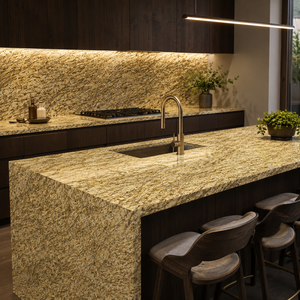 Giallo <b>Granite</b> Tile Polished Modern Style Durable for Countertop Applications - Product Image 4