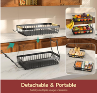Panier à fruits en métal le plus vendu, organisateur de collations de comptoir, rangement multi-niveaux détachable pour cuisine