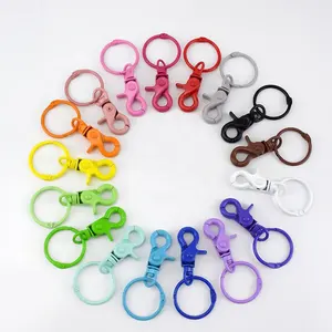 MeeTee AP598 Colorful Painting Lobster Hook Buckle with Alloy Split Ring Keychains Bag Accessories Book Ring Snap Clasp Swivel B
