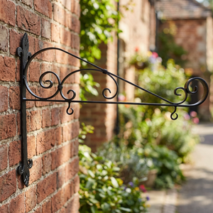 Wrought Iron Single-Side Store Sign <b>Bracket</b> Holder Wall Mount with <b>Black</b> Powder Coating - Product Image 3