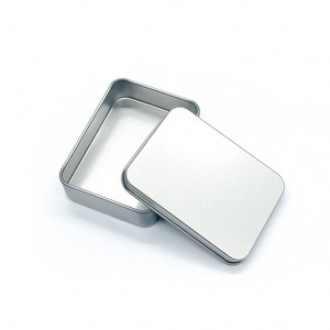 Venta al por mayor 95*70*25mm pequeña caja de lata de Metal Rectangular negro plata caja de lata de menta personalizada embalaje ventana tapa vela artesanía pegatina - Product Image 2