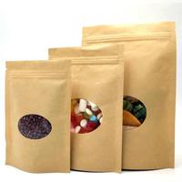 Emballage biodégradable personnalisé, sac en papier kraft, sachet, impression à chaud dorée pour aliments, chocolat, biscuits, bonbons, en-cas