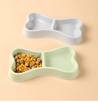 Bol peu profond en plastique vert, non toxique, personnalisé, recyclé, épais, économique, en forme d'os mignon, pour l'eau et la nourriture des chiens