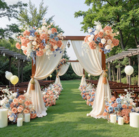Dekorasi Pernikahan: Bunga Tiruan Sutra Mawar Hydrangea, Tirai Biru, Bunga Gantung di Gapura, Bunga Lantai, Latar Belakang, Dekorasi Selamat Datang