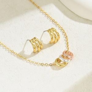 ชุดเครื่องประดับสร้อยคอผู้หญิง ดีไซน์ทรงเรขาคณิต โลหะผสมสังกะสี สายคล้องไหล่ สำหรับงานปาร์ตี้ - Product Image 2