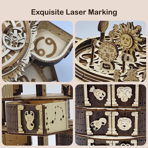 Boîte de rangement rotative créative en bois artisanal 3D personnalisée par l'usine OEM, <span class=keywords><strong>horoscope</strong></span>, dessin animé, musique, lumière, jouets DIY pour enfants et adultes - Product Image 4
