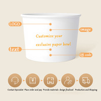 Gobelet à soupe en papier blanc biodégradable à double paroi personnalisé de 880 ml avec couvercle, jetable