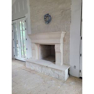 नवागंतुक हाथ से नक्काशीदार पत्थर की मूर्ति आधुनिक सरल शैली सफेद लिमेस्टोन फायरप्लेस - Product Image 3