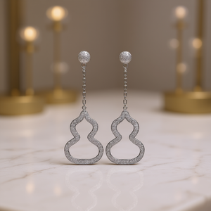 Orecchini Pendenti in Oro Bianco con Cristalli e Strass, Micro Incastonatura, Trendy, da Festa, Moda Femminile - Product Image 2