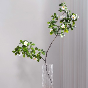Branche de Gardenia Artificielle Meng Jie en Caoutchouc Souple, 2 Branches, Fleurs Blanches, Décoration d'Intérieur - Product Image 1