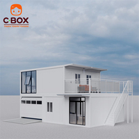 Cbox Villa Modulaire Détachable à Double Étage avec Mur Rideau en Verre et Garage Intégré