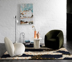 Tapis contemporain moderne abstrait fait main en laine de Nouvelle-Zélande pour salon, chambre, hôtel et bureaux - Product Image 1