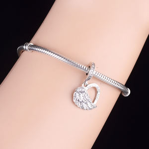 Reale 925 Sterling Silver ali di angelo per sempre nel mio cuore Charms per gioielli braccialetto fare fai da te Designer accessori regalo - Product Image 4