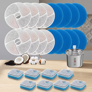 Système de filtration triple, filtres de remplacement, ensemble de 8 pièces pour fontaines à eau de 74 oz avec réservoir en acier inoxydable et nettoyage - Product Image 2