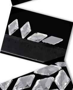 아크릴 느슨한 라인 석 구슬 9x15mm 마름모 플랫백 두 구멍 크기 14mm 핫픽스 의류 바지 재봉 24 색 GuoJie - Product Image 3