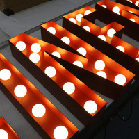 Lettres lumineuses 3D modernes à LED, lettres en métal lumineuses à l'avant, lettres en métal avec ampoules, enseigne en métal pour bâtiments