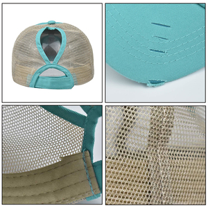 Toptan kadınlar yıkanmış sıkıntılı geniş şapka <span class=keywords><strong>Vintage</strong></span> % şoför şapkası pamuk at kuyruğu kapaklar - Product Image 6