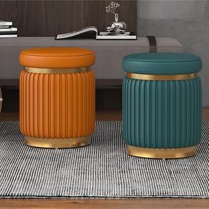 Light Luxury Nordic Modern Simple High-end Designer Makeup Chair Bedroom Round Leather <b>Stool</b> - Product Image 2