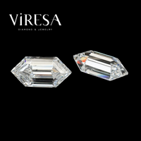 Viresa 6*12mm 2.5ct 7*14mm 4.5ct Moissanite taille marche hexagonale longue et taille marquise pour bague de fiançailles