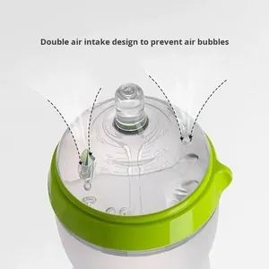 Biberon <span class=keywords><strong>in</strong></span> Silicone a Calibro Largo con Cannuccia e Manico, Anti-Caduta, Anti-Colica, 250ml, Tettarella Morbida, Bicchiere per Bambini con Logo Personalizzato - Product Image 3